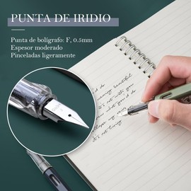 Pluma Estilográfica de Punta Media 0,5MM, Plumas Fuente Clásico (Azul) Plumas Fuente con Repuesto de tinta y Convertidor, Punta de Iridio, Escritura Suave, Excelente Metal, Regalo de Negocios