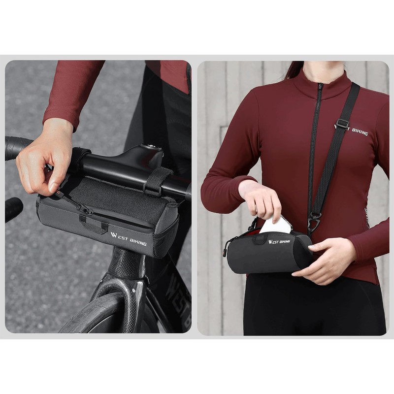 Ayicheyl Bicycle Handlebar Bag, Handlebar Bag with Shoulder Strap, Handlebar
