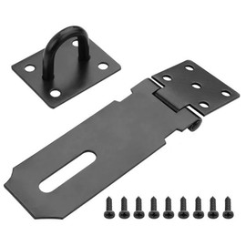 Heavy Duty Stainless Steel Padlock Hasp and Staple - 4 Inch Security Door Clasp for Shed, Gate, Cabinet, Window - Corrosion-Resistant Shed Door Latch with Screws for Home, Garden, Pet Cage