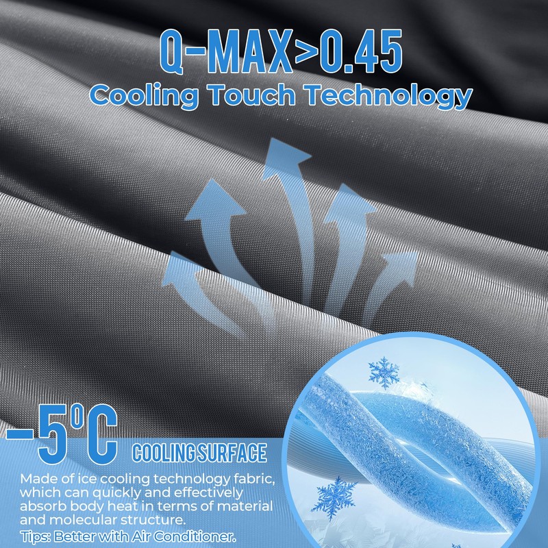 bedsmile Seersucker Cooling Comforter Queen Size, Q-Max 0.45 Reversible Cooling