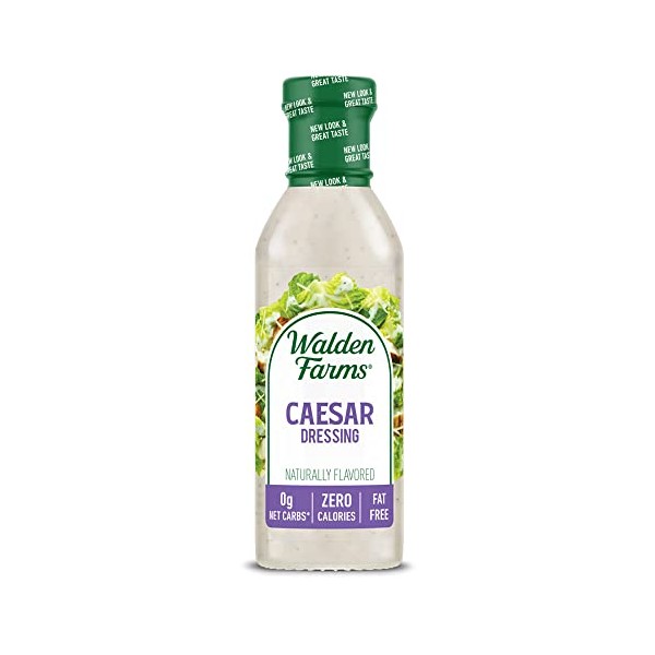 Walden Farms Caesar Dressing 12 oz. Bottle, Smooth and Creamy Flavor, Fresh Natural Topping, 0g Net Carbs Condiment, Kosher Certified, So Tasty on Salads, Carrots, Cucumbers, Croutons and Many More