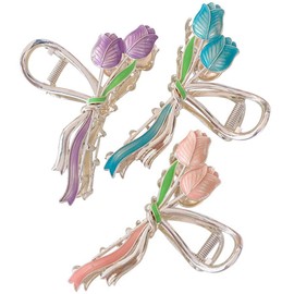 LALAFINA 3pcs Flower Metal Clips for Women Elegant Hair Accessories for Thin Fine Thick Hair for Prom Parties Everyday Use Stylish Floral Design