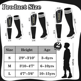 Soccer Shin Guards Soccer Shin Pads Set with Shin Sleeves and Long Soccer Socks Optimized Insert Pocket Protective Soccer Lightweight Soccer Equipment for Boys Girls Men Soccer Game (Black)