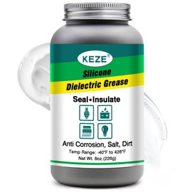 Keze Silicone Dielectric Grease Automotive Die Electric Grease Spark Plug Light Bulb Sockets Battery Terminal Electrical Contact Paste for Marine Against Salt, Dirt Corrosion Brush Top Can, 8 Oz