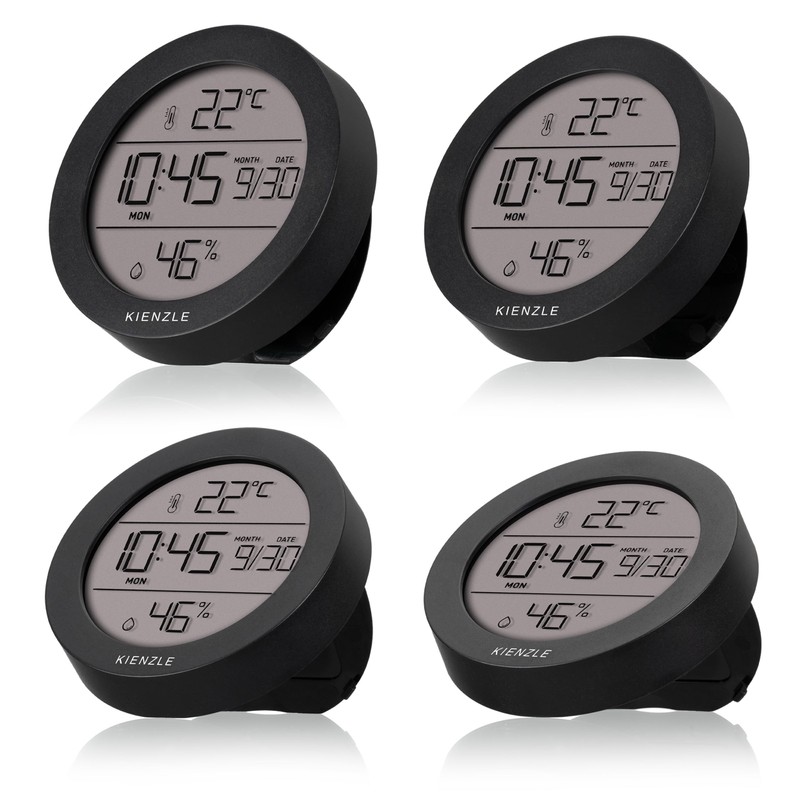 Kienzle Thermal Hygrometer Round with Temperature and Humidity Display, Time,