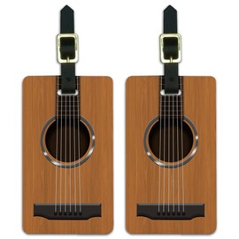 Acoustic Guitar Strings Luggage ID Tags Suitcase Carry-On Cards - Set of 2