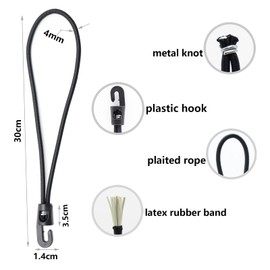 YUNSHANGHE Pack of 25 Elastic Straps with Hooks, 30 cm Expander with Hooks, Rubber Tensioners with Hooks, Multifunctional Tarpaulin Tensioners for Tarpaulins, Posters, Tent Banner Gazebos, Black