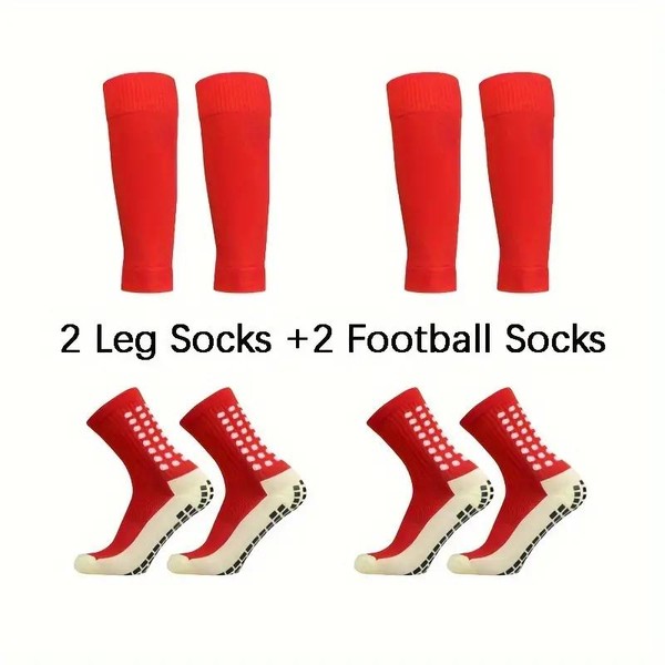 Soccer Grip Socks,Shin Guard Sleeves Set for Football Basketball for