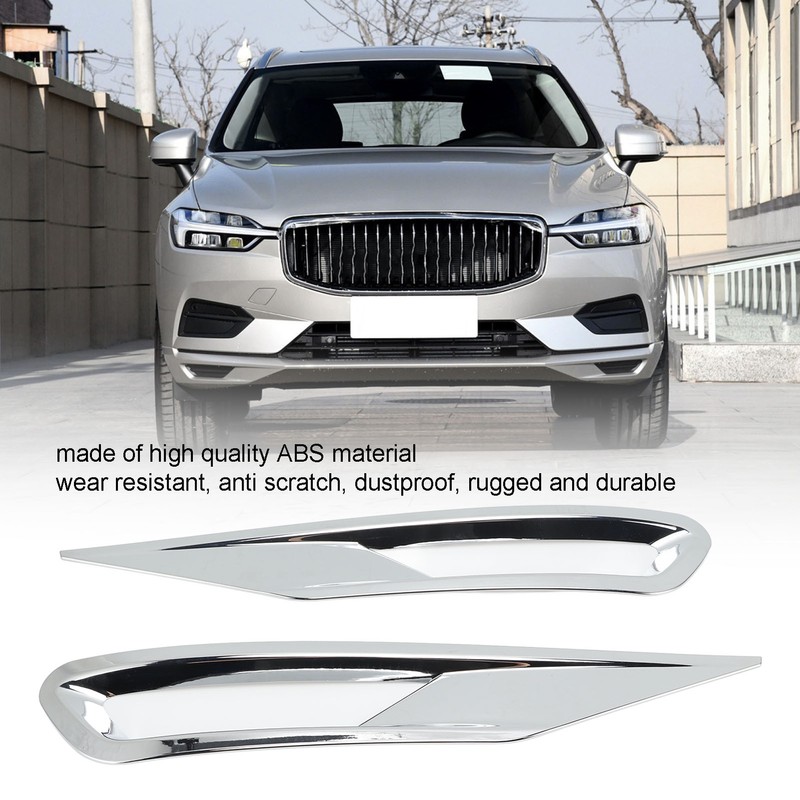 2pcs Front Fog Light Cover Trim Silver Fog Lamp Bezel