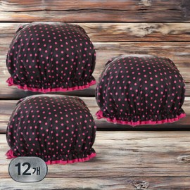 Three Sun Hair Dye Perm Set Waterproof Double Shower Hair Cap 12 Pieces Black Pink / 쓰리썬 염색약 파마용세트 방수 이중 샤워 헤어캡 12개 블랙핑크