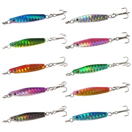 B-JIG2 (Short Form 0.2 oz (5 g) Lure, Lightweight Dualway Metal Jig, Appeal Sp Color, Set of 10, Includes Treble Hooks, All-Time & All Season Fit Model, Ideal for Light Shore Jigging, Mebaling, and