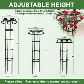1 Pack Garden Trellis for Climbing Plants Outdoor, 65" Adjustable Mushroom Top Trellis, Umbrellas Plant Support Obelisk for Potted Plants Climbing Vine Rose Clematis Vegetable Indoor Outdoor