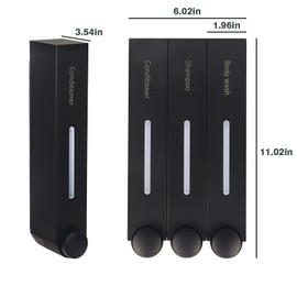 Gabrella Shampoo Conditioner Dispenser, 3 Chamber 3x420ml Shower Soap Dispenser Shower Gel Container Shower Pump Dispenser and Organizer for Bathroom Kitchen Hotel, Non-drilled Wall Distributor