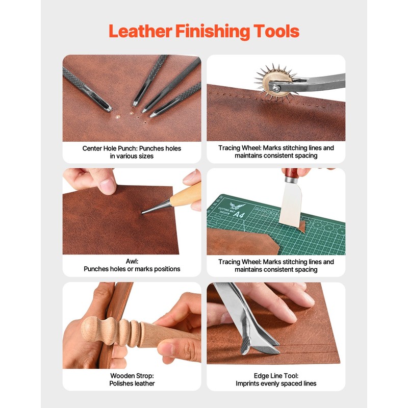 VEVOR Leather Working Tools Kit 59 PCS Engraving Punching Stamping