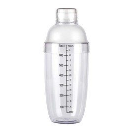 Happyupcity Plastic Cocktail Shaker 700cc/680ml Empty Professional Transparent with Scale and Strainer for Drinks Wine Tea Mixer Bar Party Home