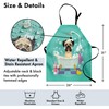 Lunarable Cartoon Apron Pack of 2, Pug Dog in Bathtub