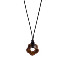 tenghong2021 Flower Charms Pendant Necklaces for Women Y2K Black Leather Colorful Acrylic Flower Shape String Necklace Cord Acrylic Flower Red Pendant Necklace for Women Jewelry-Brown