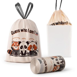 Trash bags, 4 Gallon Trash Bags Drawstring, Colorful & Portable Small Trash Bags With Panda Printed, Tear-Resistant Garbage Bags 4 Gallon for Bathroom Office Trash Cans, 30 Counts