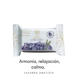 JABÓN con ACEITE ESENCIAL DE LAVANDA y CUARZO | Hecho con Glicerina de Coco | Aceite Escencial | Vegano | Biodegradable | Empaque de jabón compostable (Lavanda - amatista)
