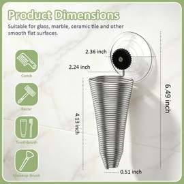 XNDGURE Traceless Suction Cup Toothbrush Holders Wall Mounted Toothbrush Holders for Shower, Bathroom, RV, Kitchen