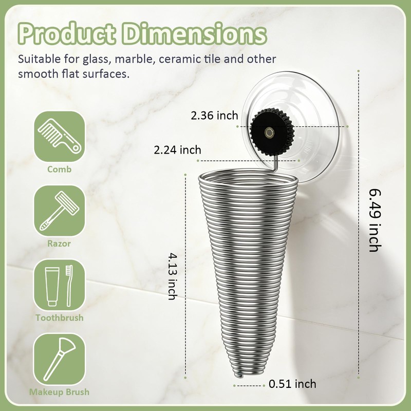 XNDGURE Traceless Suction Cup Toothbrush Holders Wall Mounted Toothbrush Holders