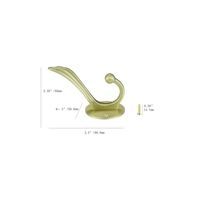 MVMRGGAH 2 Pack Traditional Gold Brass Heavy Duty Coat Hooks