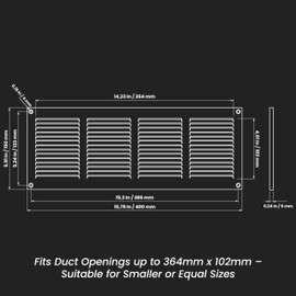 Repa Market Air Vent Cover 16x6 Inch (Outer Dimensions) Galvanized Steel Louvered Grill Cover with Mesh Screen/Wall or Ceiling Vent/HVAC Register for Indoor and Outdoor Ventilation