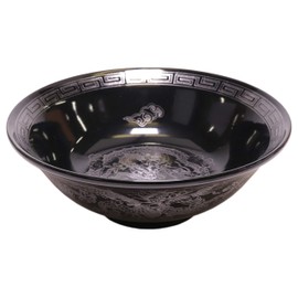 Chinese Single Item, Black Glazed Silver Dragon Crest 6.8 Shallow Highland Bowl (8.3 x 3.1 inches (21 x 7.8 cm) [Chinese Tableware, Ramen, Restaurant, Dim Sum, Commercial Use, Hotel]