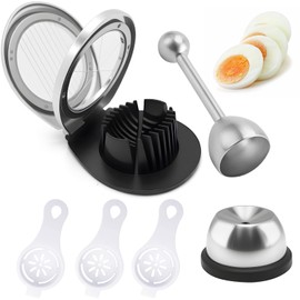 Set of 6 Egg Slicers, 1 Stainless Steel Egg Cutter, 1 Stainless Steel Egg Cutter, 1 Egg Picker, 3 Egg Separators, Egg Opener, Egg Picker, Egg Opener Tool for Kitchen, Dining Room, Bar