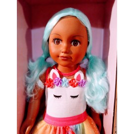 My Life As  18in Posable Doll KORA, BRIGHT BLUE HAIR, BROWN EYES,Brown Skin