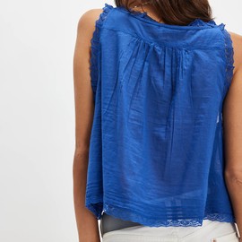 Women Lace Trim Vest Tank Tops Semi Sheer Tie Button Front Crop Y2K Going Out Tops Cute Summer Cami Shirt (US, Alpha, Large, Regular, Regular, Dark Blue)