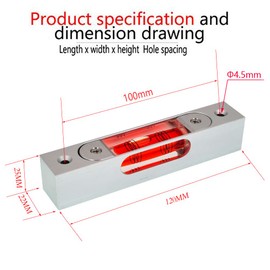 Bar type high-precision level, high-precision aluminum alloy metal adjustable level, bubble square bar type luminous magnetic multi specification ruler (120x22x25mm)