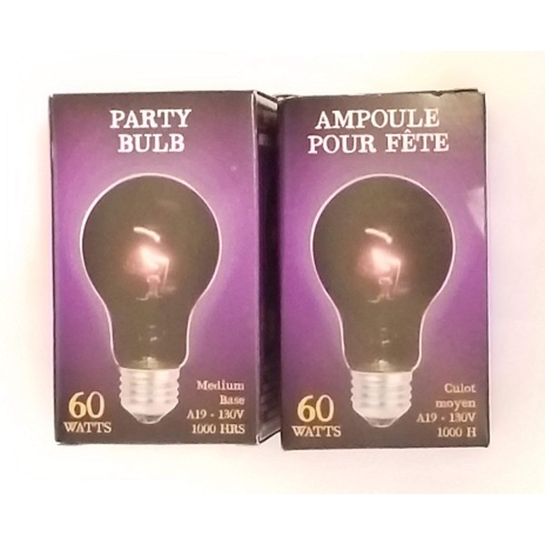 Black Light Incandescent Bulb Halloween Decor 60 Watt Pack of 2