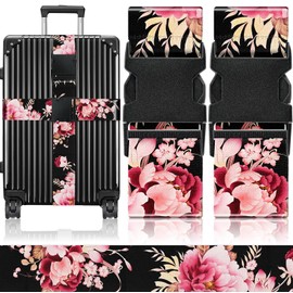 Slohif Luggage Straps for Suitcases Travel Belt Accessories Luggage Connector Identifiers Over Handle with Buckle Unique Nylon Adjustable Strap for Sleeping Bag Car Seat Black(2 Pack)