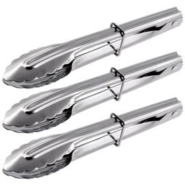 Mini Stainless Steel Serving Tongs Small Metal Tongs for Serving Food Cooking Salad Grilling (7-Inch 3 Pieces)