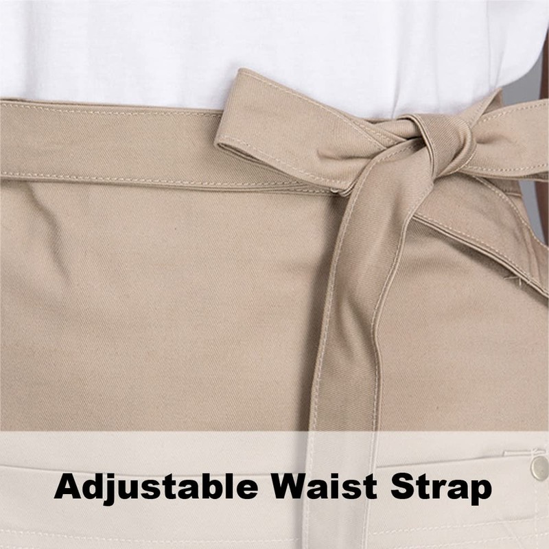 TOPTIE Denim Half Apron Waist Apron Unisex Waitress/Waiter Apron-Khaki