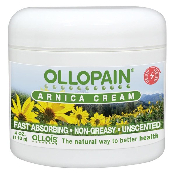 OLLOIS Ollopain Arnica Cream for Minor Joint and Muscle Soreness, Stiffness, Overexertion or Repetitive Movements; 4 Ounce
