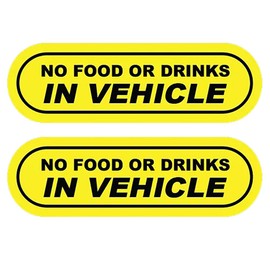 2Pack No Food Or Drink Decal Self Adhesive Warning Sign Sticker for ‌Car Truck Window Bumper