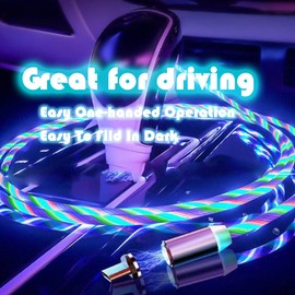 3 in 1 Magnetic Charging Cable 1M, Illuminated with LED Light Prompt, for Android USB C Micro USB Type C Phone Gaming Device, Can Be Suitable for Party Themed Holiday Decorations Gift for Boys Girls