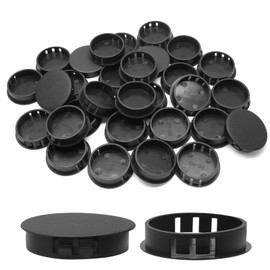 Auvotuis 30Pcs Black Plastic Hole Plugs, 1-1/2Inch (38mm) Round Flush Mount Hole Plug Panel Plug Snap for Table, Chair, Furniture