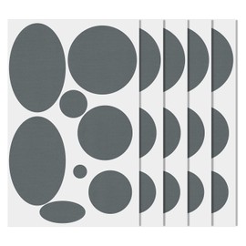 5 Sheets/40pcs Down Jacket Patch, Gray Self Adhesive Nylon Repair Patch Tape Washable Fabric Outerwear Repair Tape for Coats Puffer Down Jackets Tents Sleeping Bags(Round, Oval)