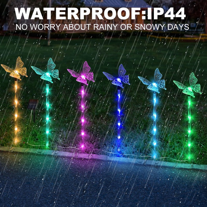 Set of 6 Arcylic Solar Butterfly Lights for Outside, Solar