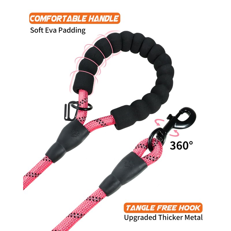 Joytale Rope Dog Leash 5/6 FT with Convenient Poop Bag