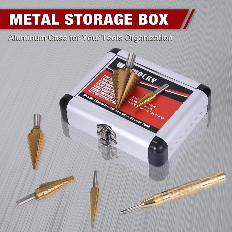 Witwocky Step Drill Bits, 6PCS (50 Sizes) HSS Step Unibit