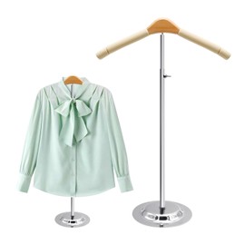 Aynaxcol T-Shirt Display Rack Adjustable Portable for Clothing Display Rack Adult Flexible Shoulder Stand or Garment Dress Coat Retailer with Hanger 15" L *16"-28" H (1,Off White)