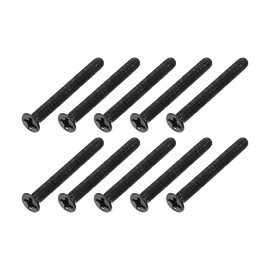 METALLIXITY 50pcs M3 x 25mm Flat Head Screws Carbon Steel Machine Screws for Eyeglass Watch Small Electronics Black