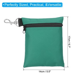 PATIKIL Golf Tee Pouch 6.7x5.5 Inch, Zipper Golf Ball Bag with Metal Lobster Claw Clip for Men Women Valuables Holder, Green