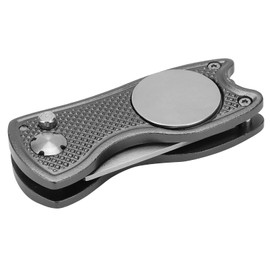 Pwshymi Stainless Steel Golf Pitchfork Foldable Golf Divot Tool Switchblade Tool Divot Repair Tool for Men Women Golfers (Grey)