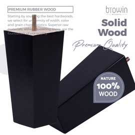 Btowin 6 inch Solid Wood Furniture Legs, 4Pcs Mid-Century Modern Wooden Pyramid Replacement Feet with Threaded 5/16'' Hanger Bolts & Mounting Plate & Screws for Sofa Couch Chair Recliner