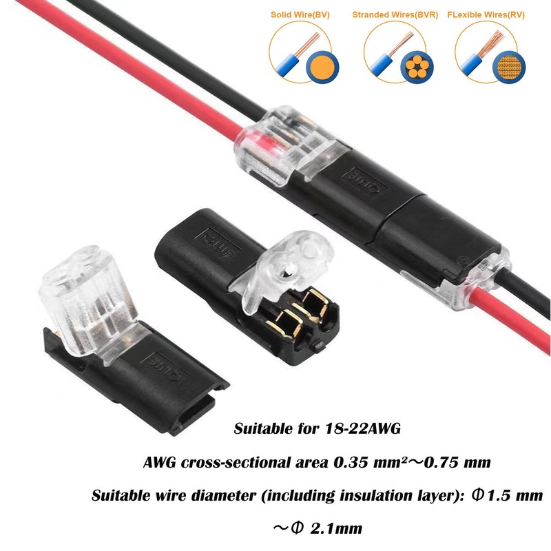Car Cable Connector, 2-pin, 12 pieces, pluggable cable connection, 18-22AWG